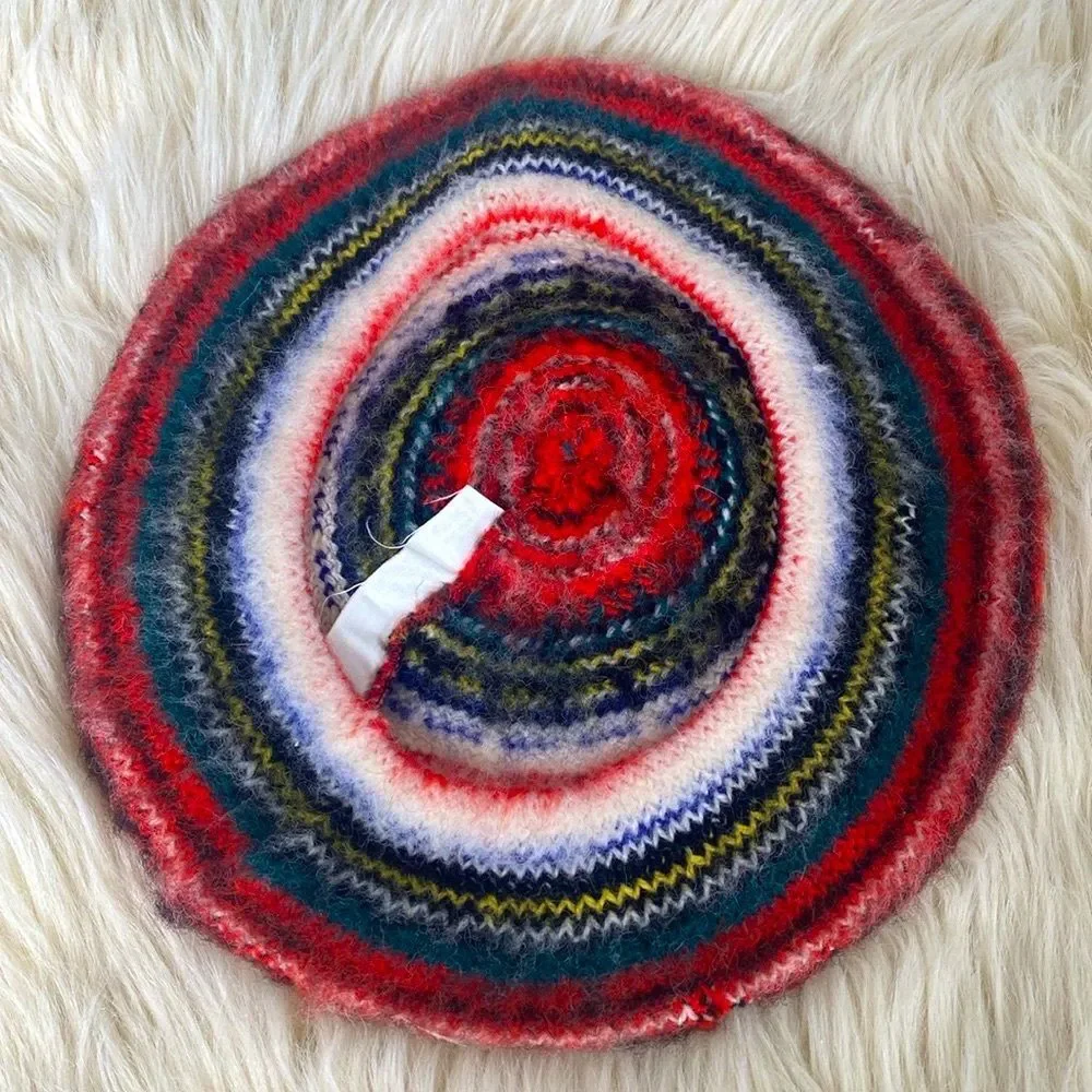 Vintage Tress Stewart Multicolor 100% Pure New Wool Knit Beret Made in Scotlands - Picture 5 of 8